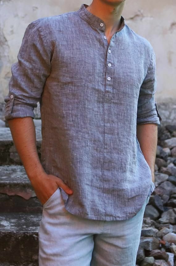 man-in-grey-shirt-with-russian-collar